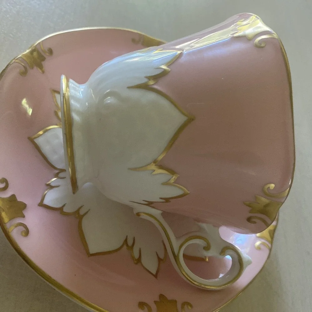 Paragon Salmon Pink Floral Tea‎ Cup with Saucer
